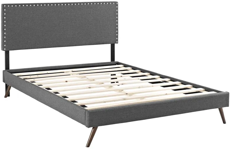 Macie Queen Fabric Platform Bed with Round Splayed Legs