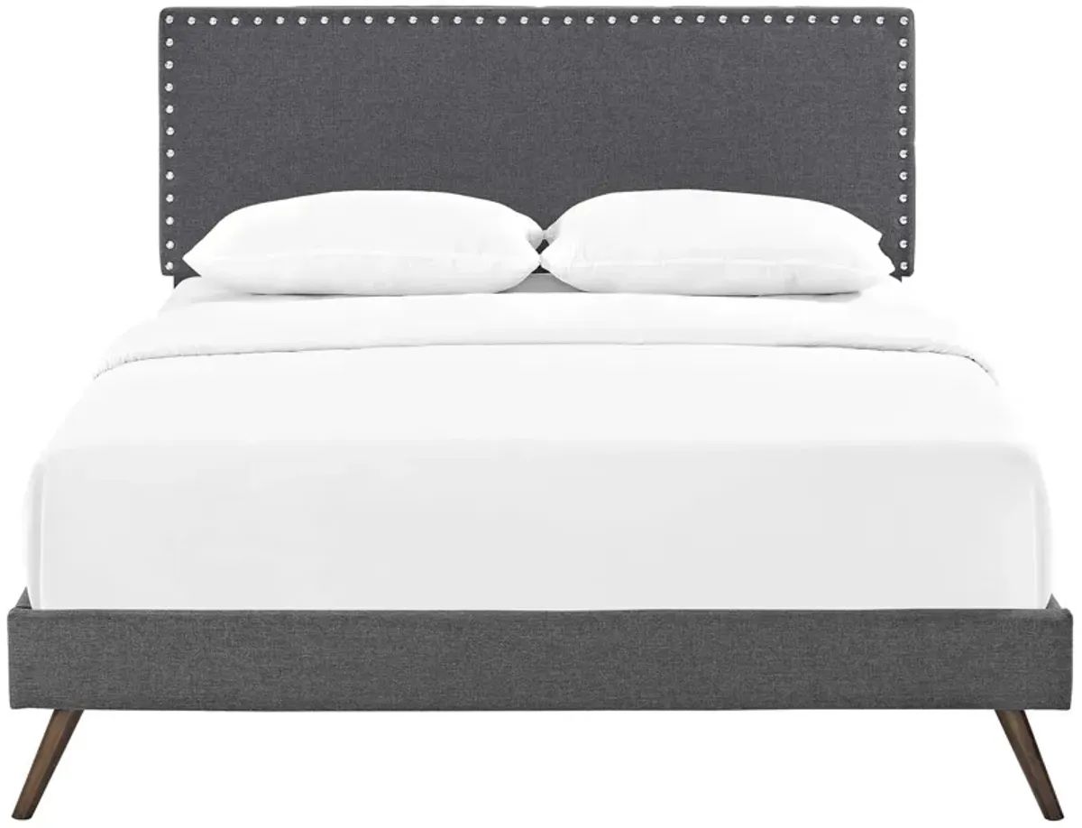 Macie Queen Fabric Platform Bed with Round Splayed Legs