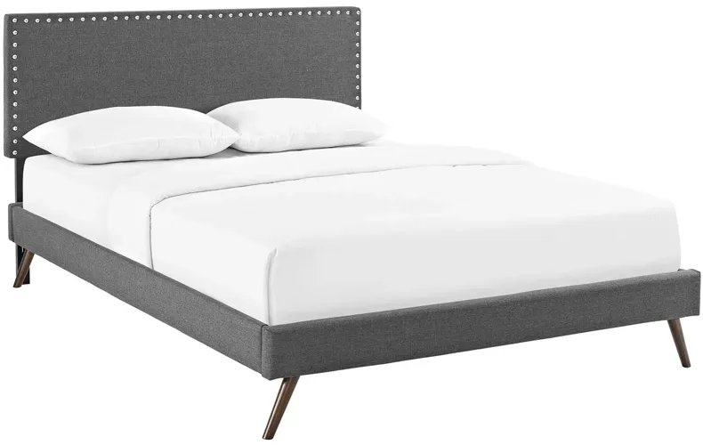 Macie Queen Fabric Platform Bed with Round Splayed Legs