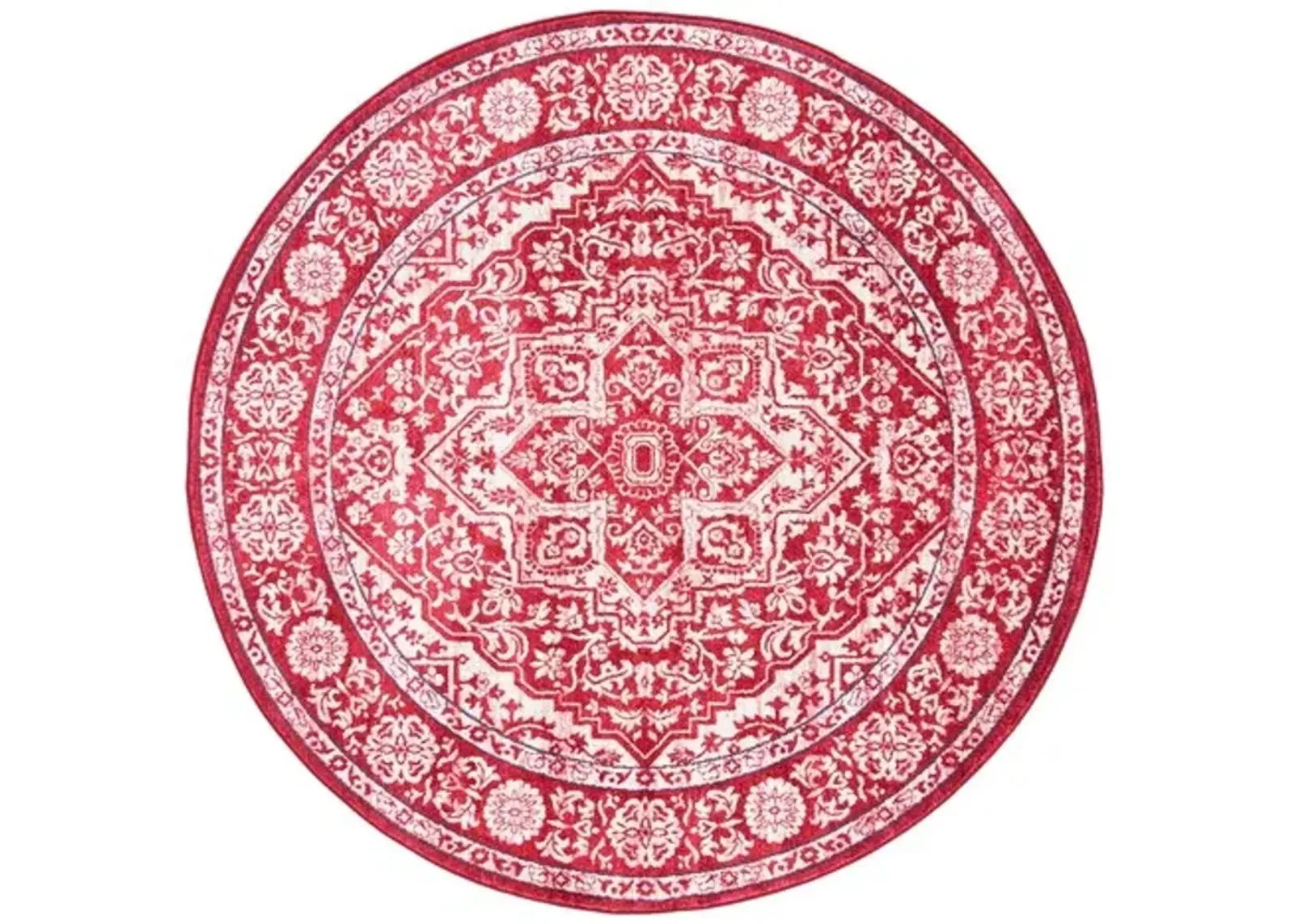 Brentwood 832 Red / Ivory 6'-7" X 6'-7" Round Round Powerloomed Rug