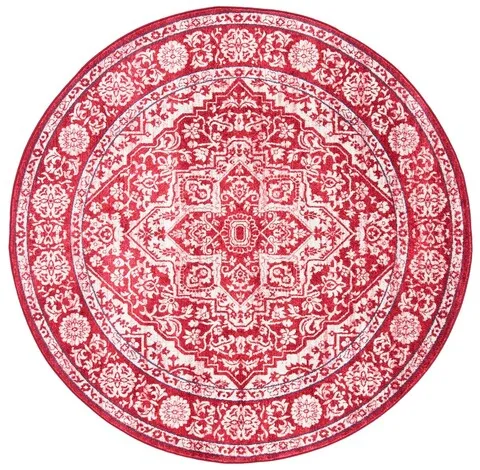 Brentwood 832 Red / Ivory 6'-7" X 6'-7" Round Round Powerloomed Rug