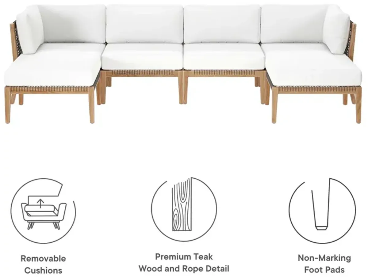 Clearwater Teak 6-Piece Outdoor Sectional