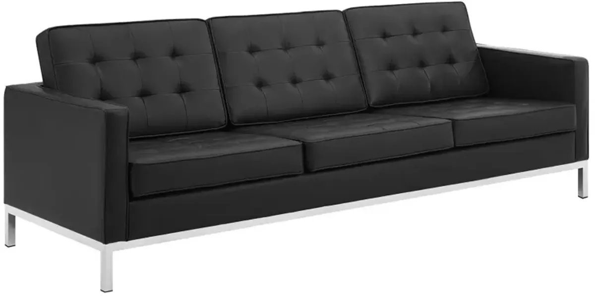 Loft Tufted Upholstered Faux Leather Sofa and Loveseat Set