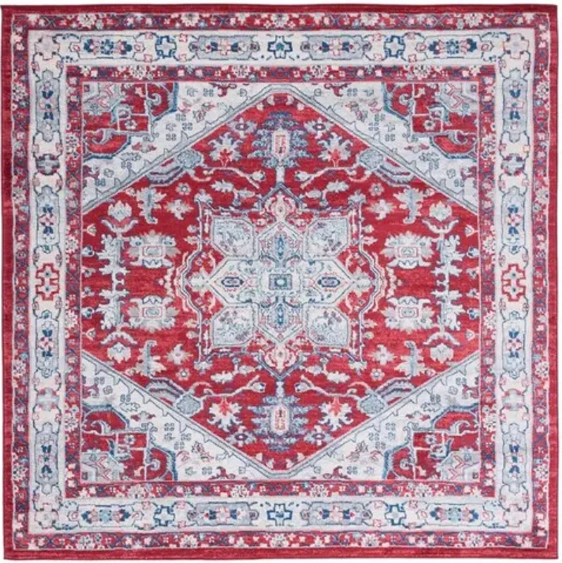 Brentwood 852 Red / Ivory 6'-7" X 6'-7" Square Square Powerloomed Rug