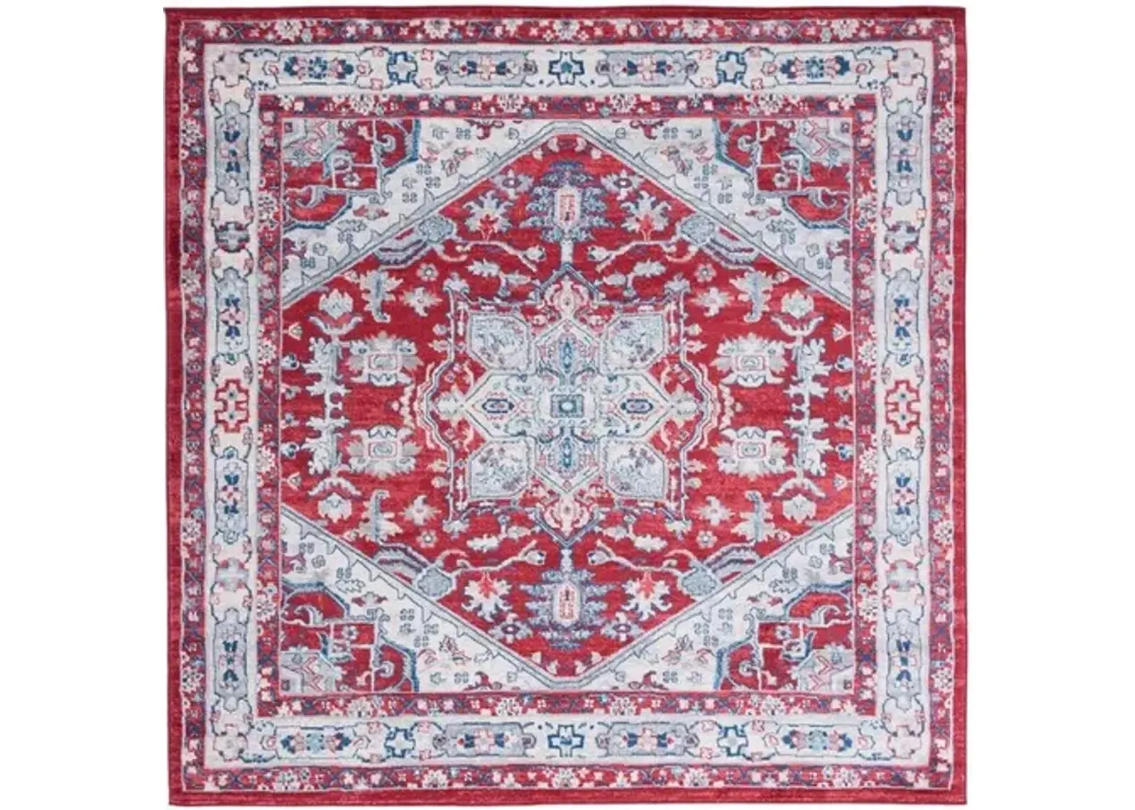 Brentwood 852 Red / Ivory 6'-7" X 6'-7" Square Square Powerloomed Rug