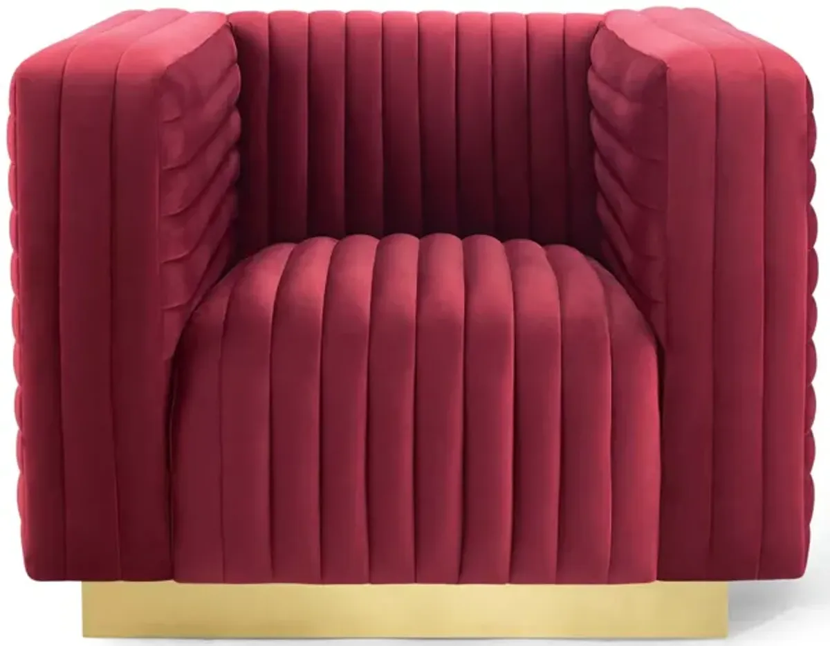 Charisma Channel Tufted Performance Velvet Accent Armchair