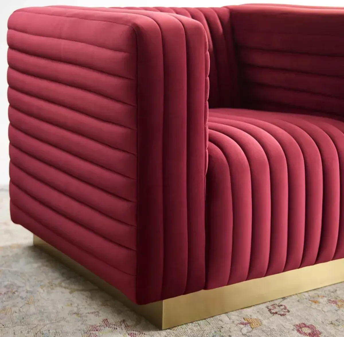 Charisma Channel Tufted Performance Velvet Accent Armchair