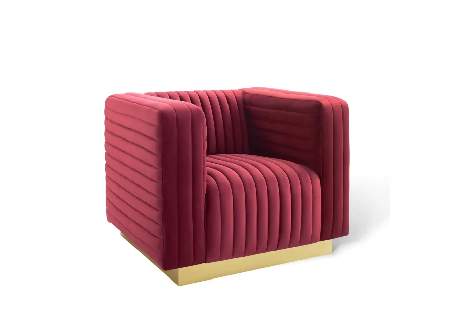 Charisma Channel Tufted Performance Velvet Accent Armchair