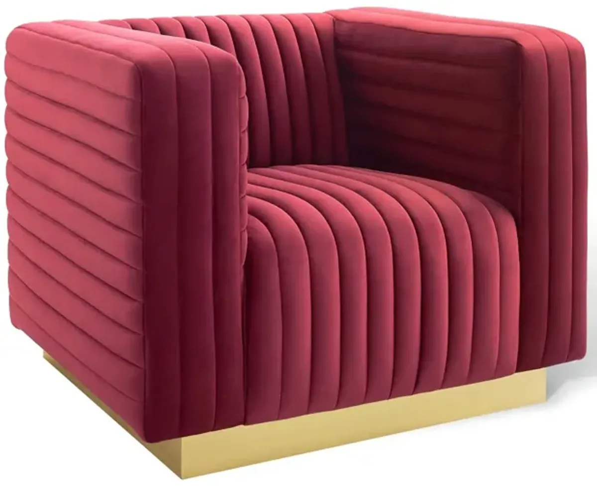 Charisma Channel Tufted Performance Velvet Accent Armchair