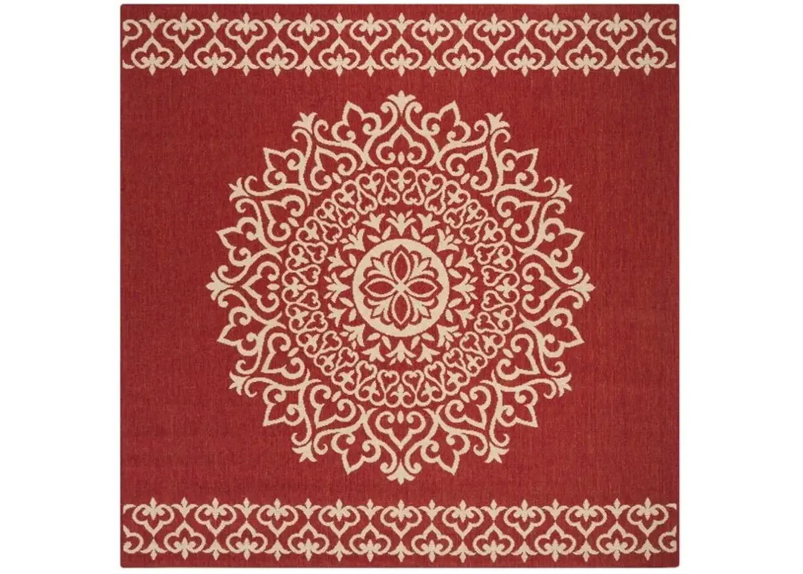 LINDEN 183 Collection LND183Q-6SQ Red / Creme 6'-7" X 6'-7" Square