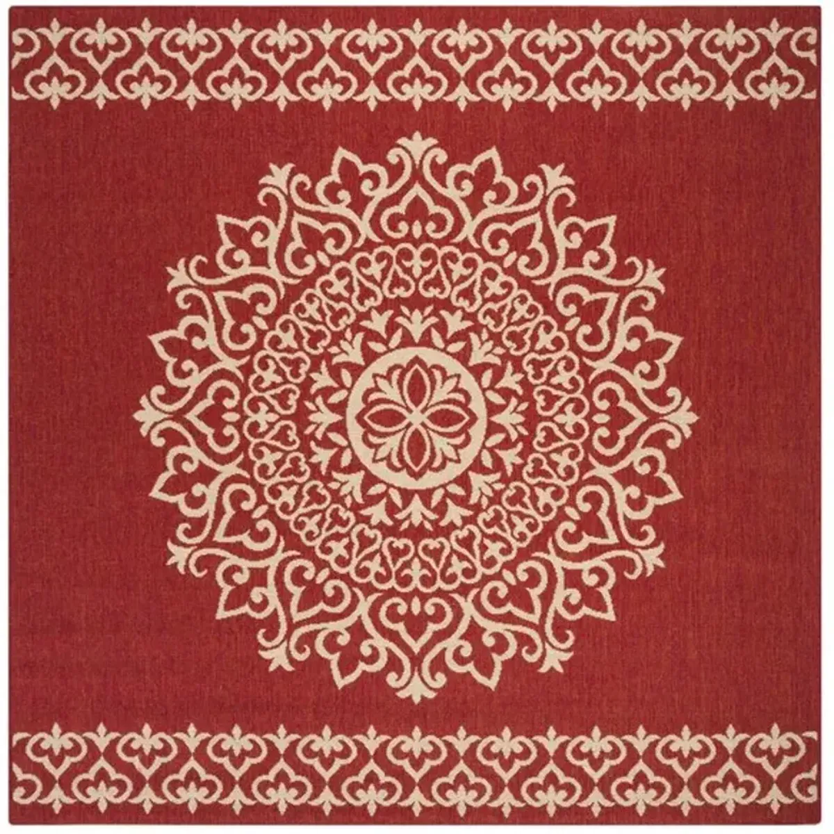 LINDEN 183 Collection LND183Q-6SQ Red / Creme 6'-7" X 6'-7" Square