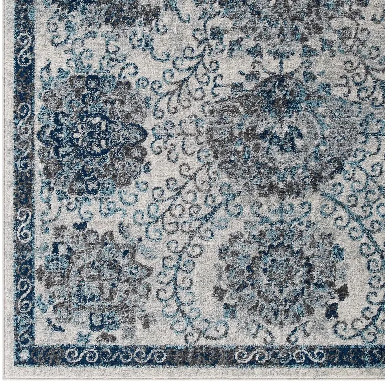 Entourage Kensie Distressed Floral Moroccan Trellis  8x10 Area Rug