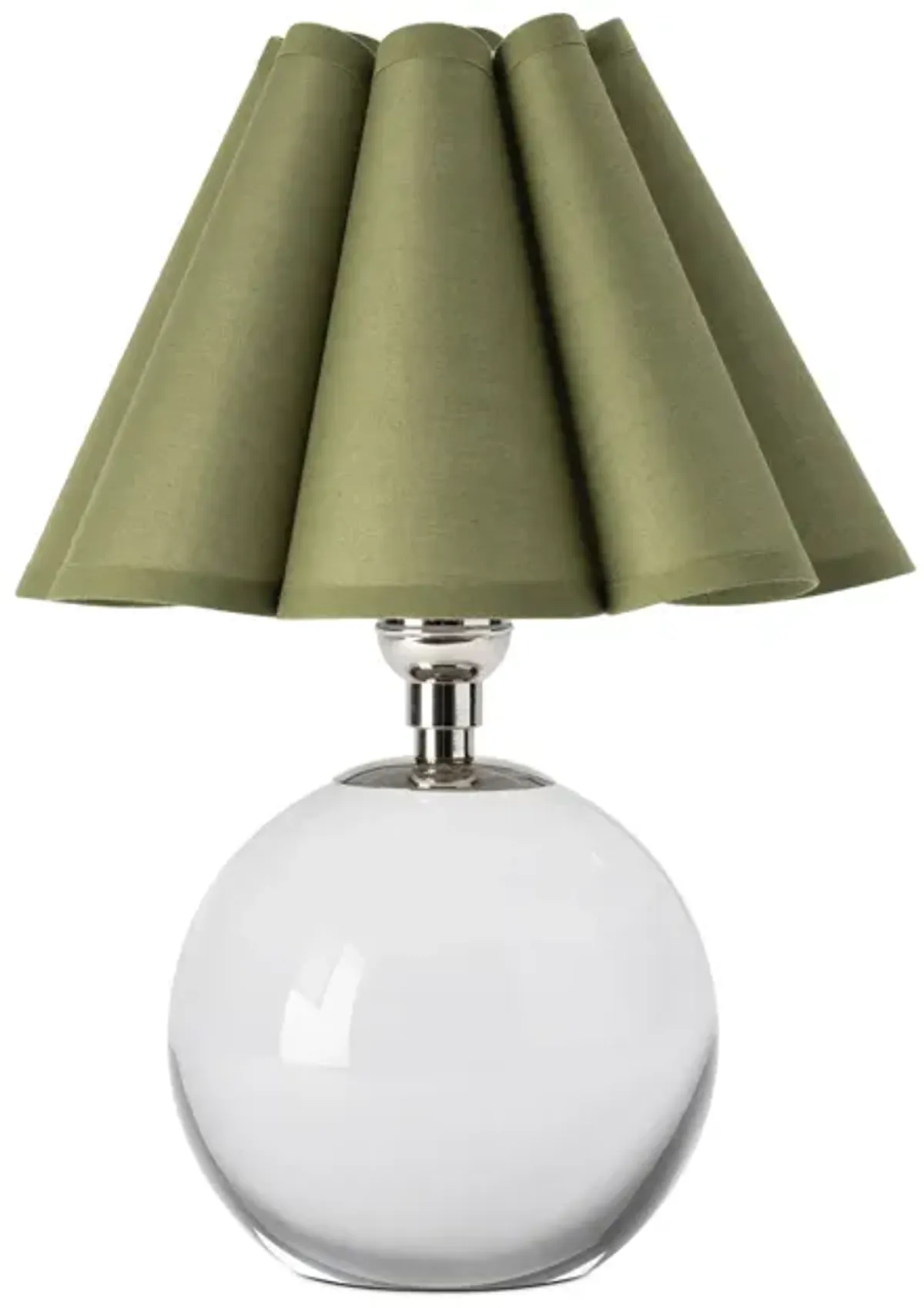 Giorgio Crystal Mini Lamp (Polished Nickel with Green Scalloped Shade)