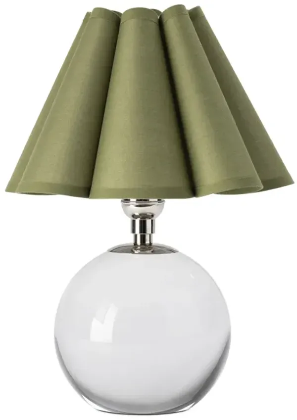 Giorgio Crystal Mini Lamp (Polished Nickel with Green Scalloped Shade)