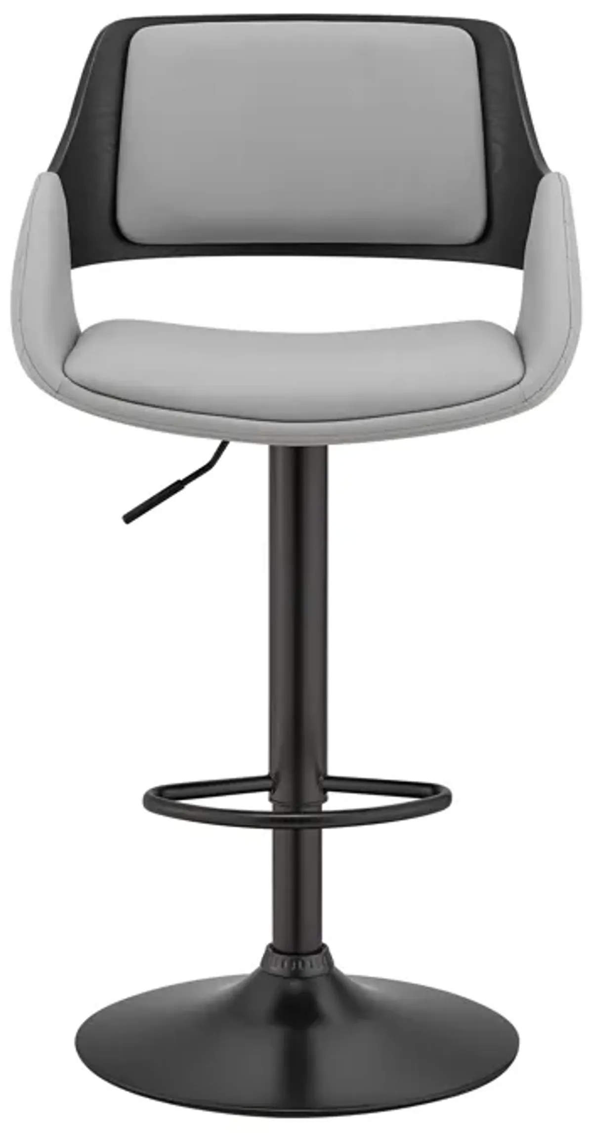 Colby Adjustable Gray Faux Leather and Black Finish Bar Stool