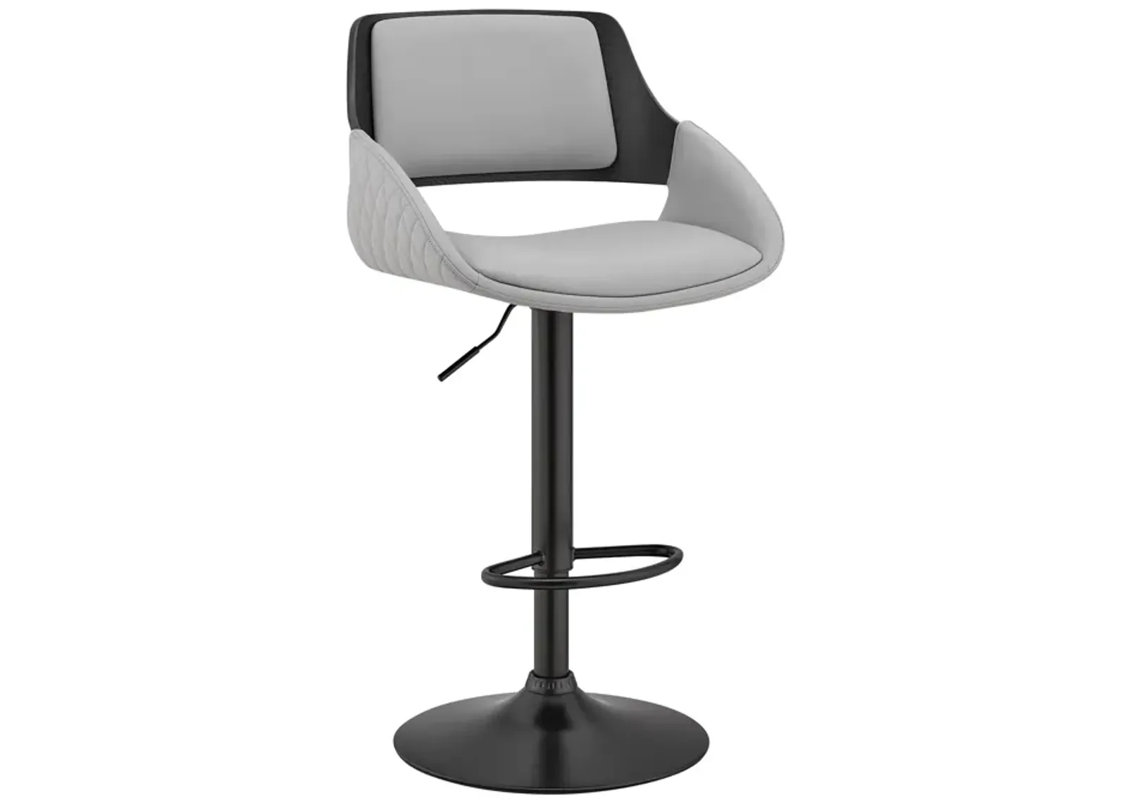 Colby Adjustable Gray Faux Leather and Black Finish Bar Stool