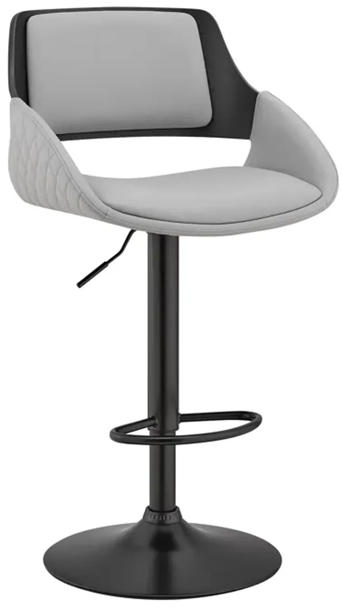 Colby Adjustable Gray Faux Leather and Black Finish Bar Stool