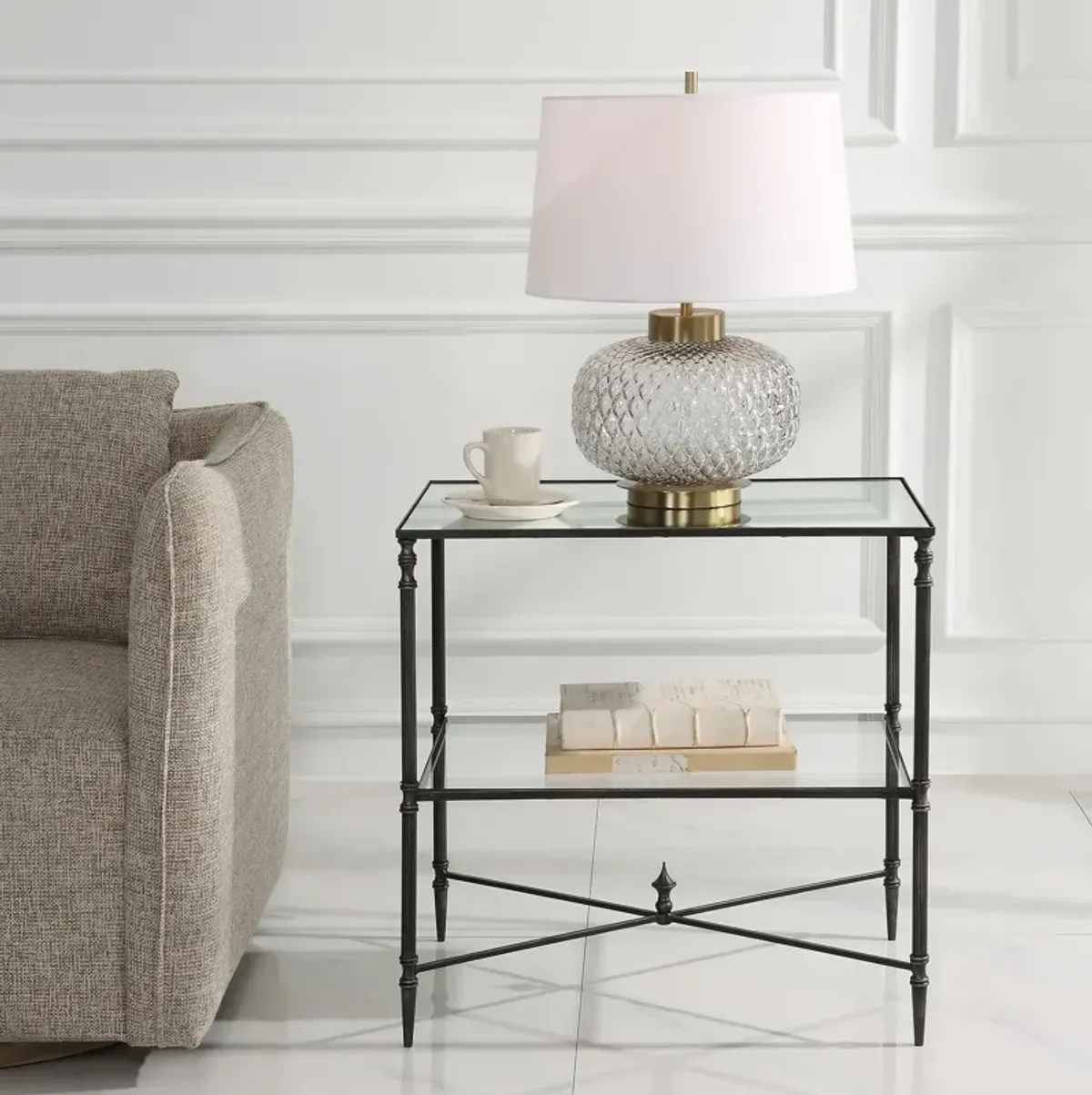 Henzler Mirrored Steel Lamp Table