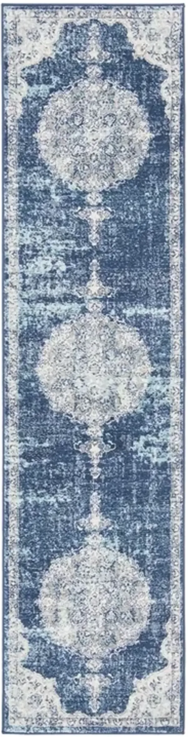 Brentwood 867 Navy / Ivory 2' X 6' Runner Powerloomed Rug