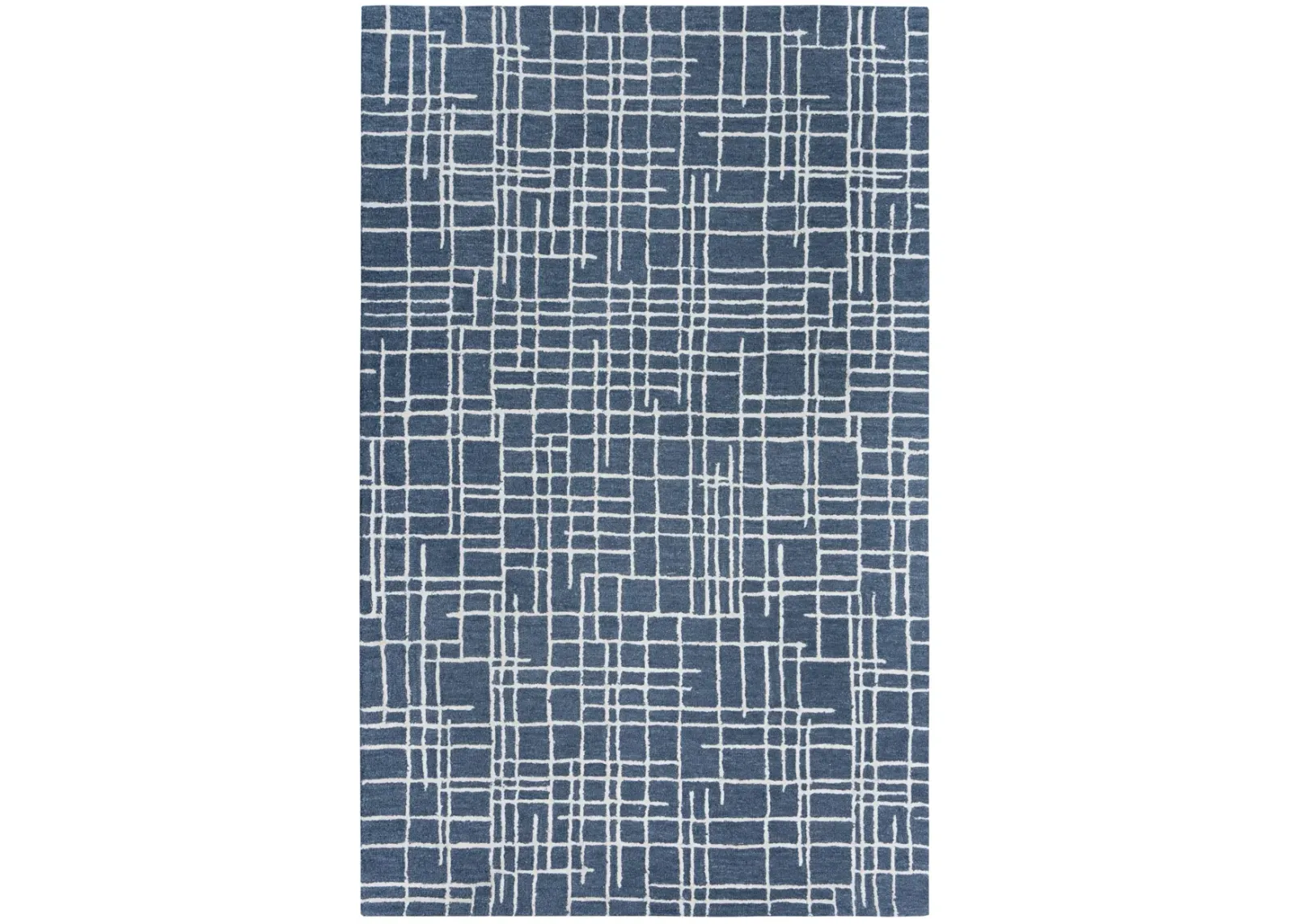 Jazz Blue Geometric Wool/Tencel 8'9" x 11'9" Rectangle Rug