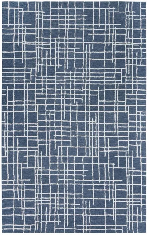Jazz Blue Geometric Wool/Tencel 8'9" x 11'9" Rectangle Rug