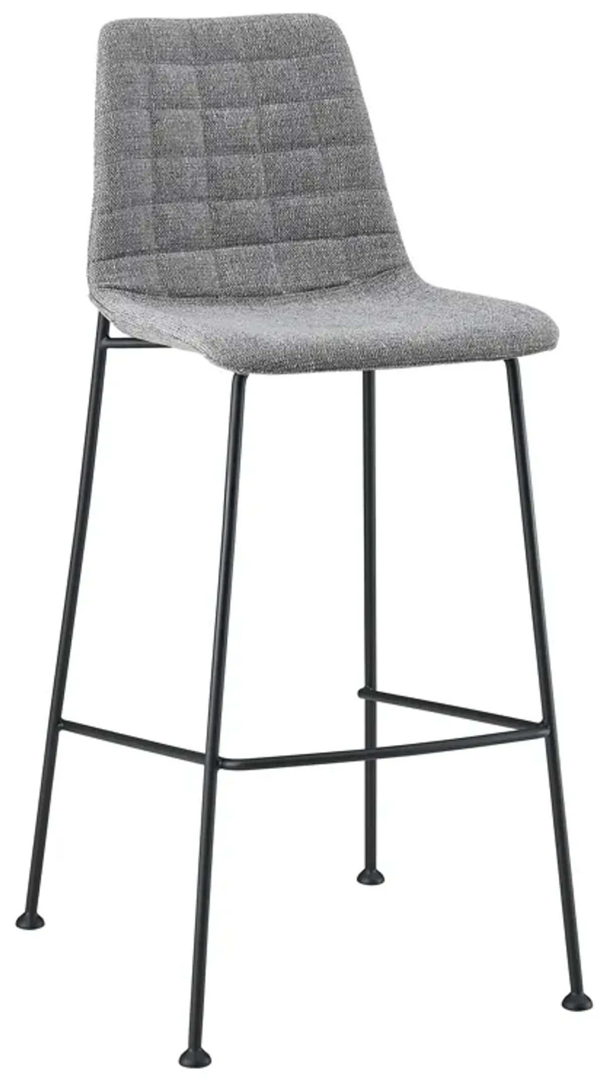 Elma-B Bar Stool In Light Gray Fabric with Matte Black Frame and Legs - Set Of 2