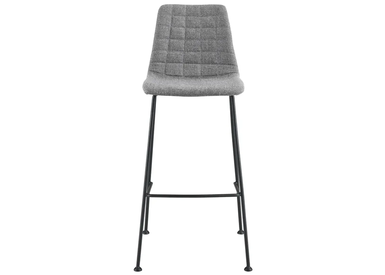 Elma-B Bar Stool In Light Gray Fabric with Matte Black Frame and Legs - Set Of 2