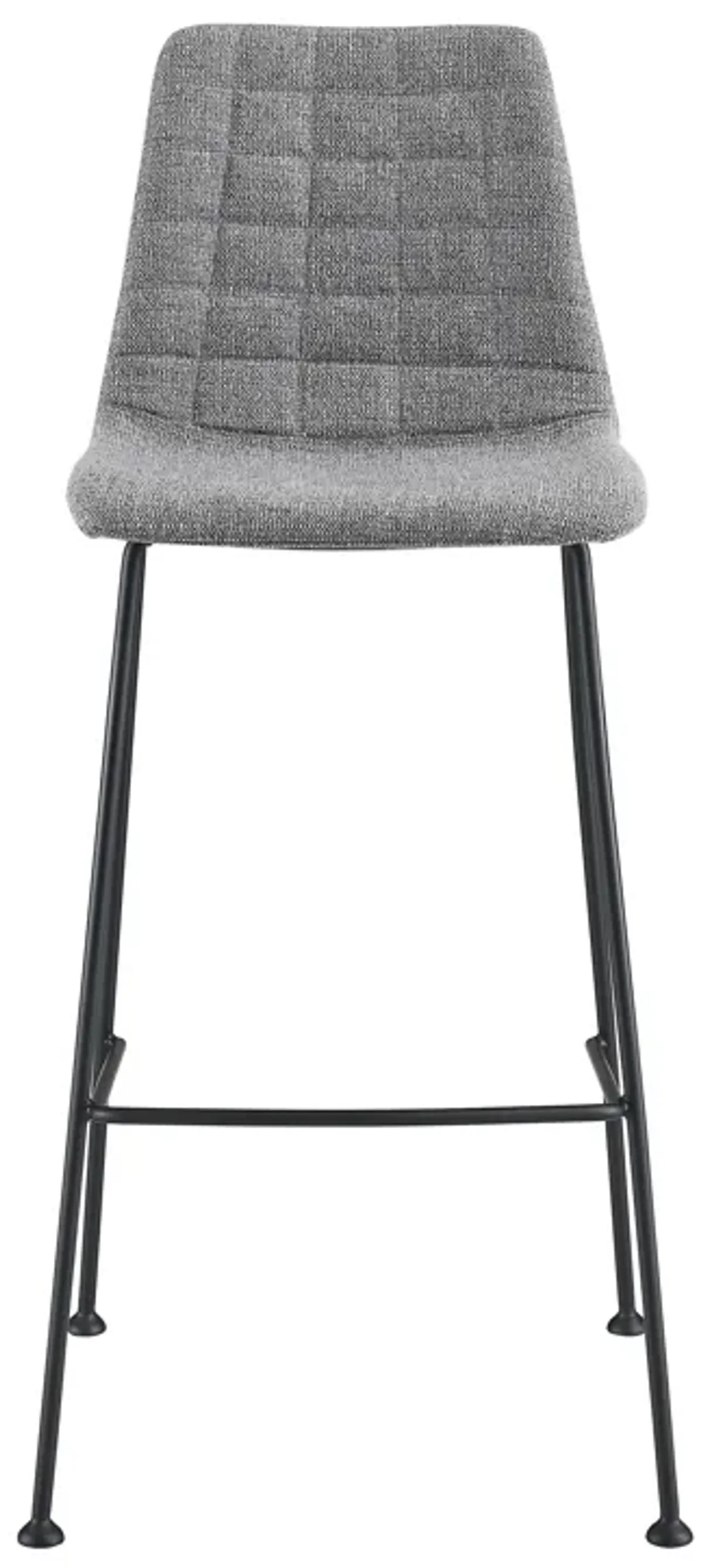 Elma-B Bar Stool In Light Gray Fabric with Matte Black Frame and Legs - Set Of 2