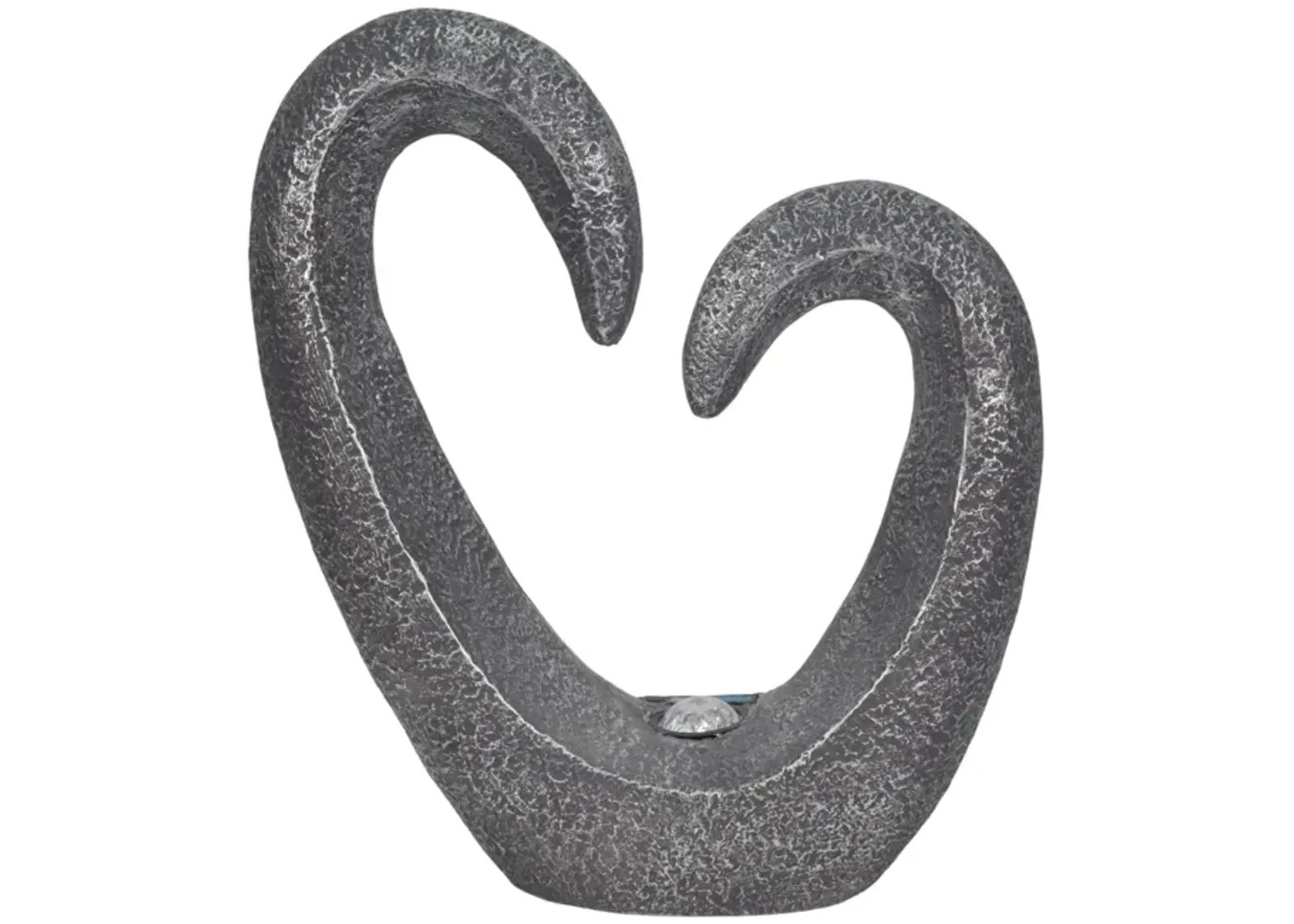 19" Heart Statue With Solar, Dark Grey