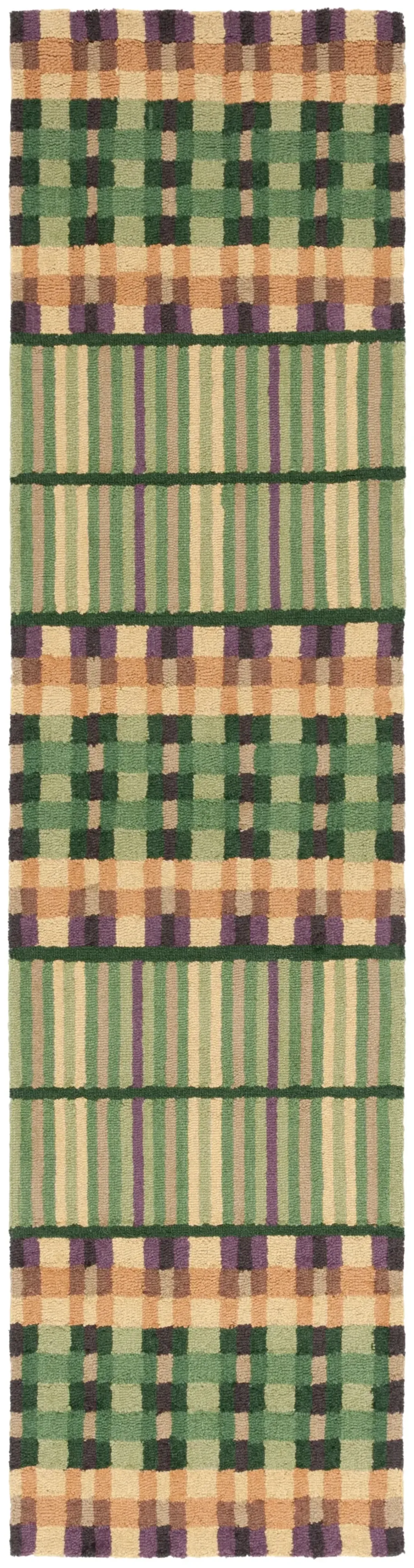 METRO 852 GREEN  2'-3' x 9' Runner Rug