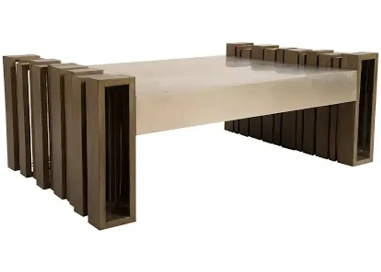 barcode coffee table, mohogany/ss