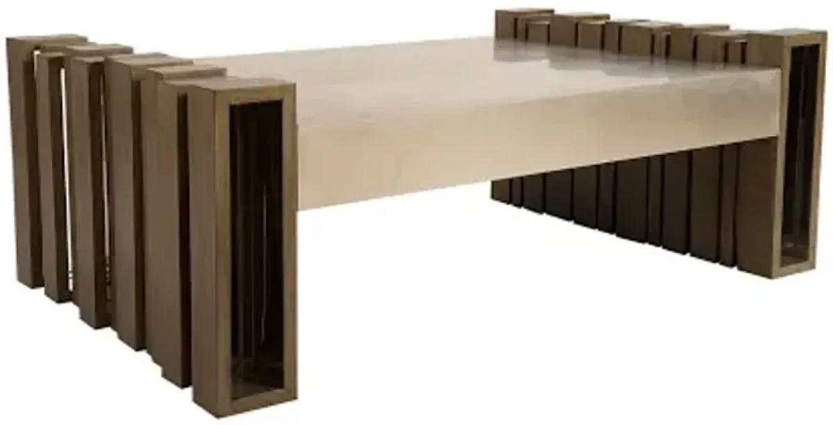 barcode coffee table, mohogany/ss