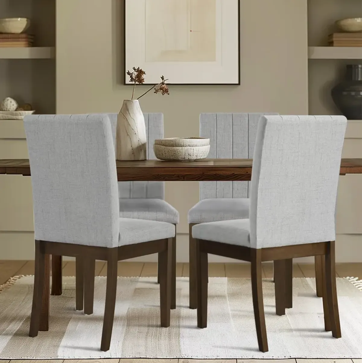 Upholstered Channel-back Dining Chair Set of 2