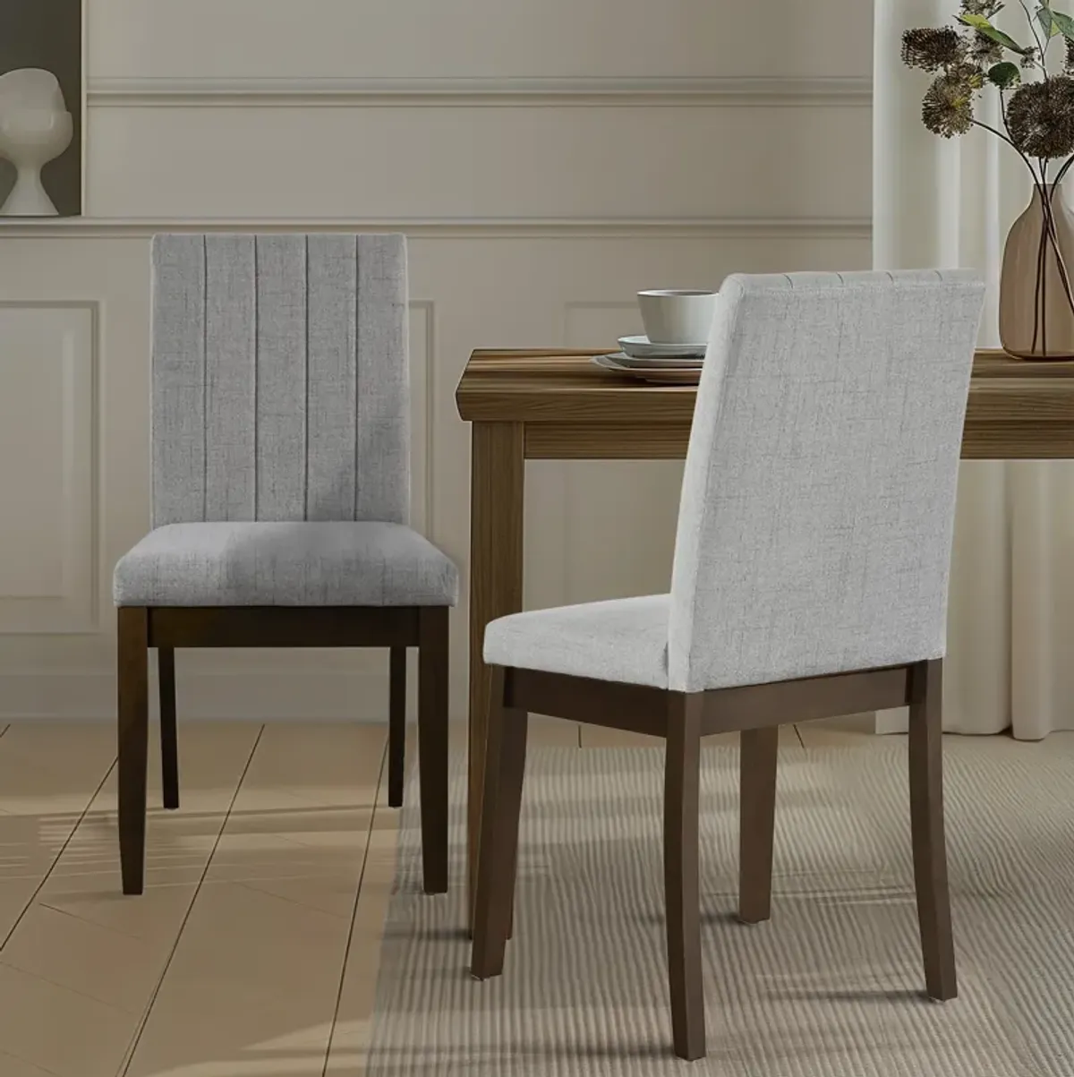 Upholstered Channel-back Dining Chair Set of 2