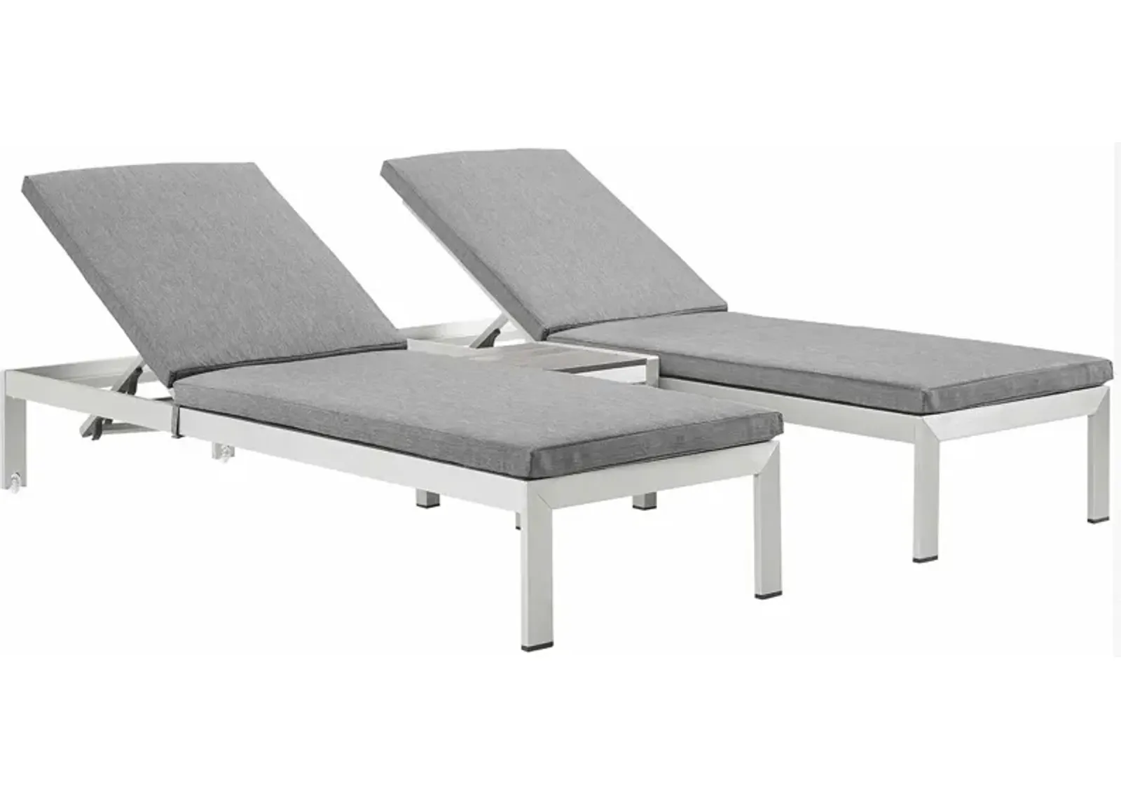 Shore 3 Piece Outdoor Patio Aluminum Chaise with Cushions