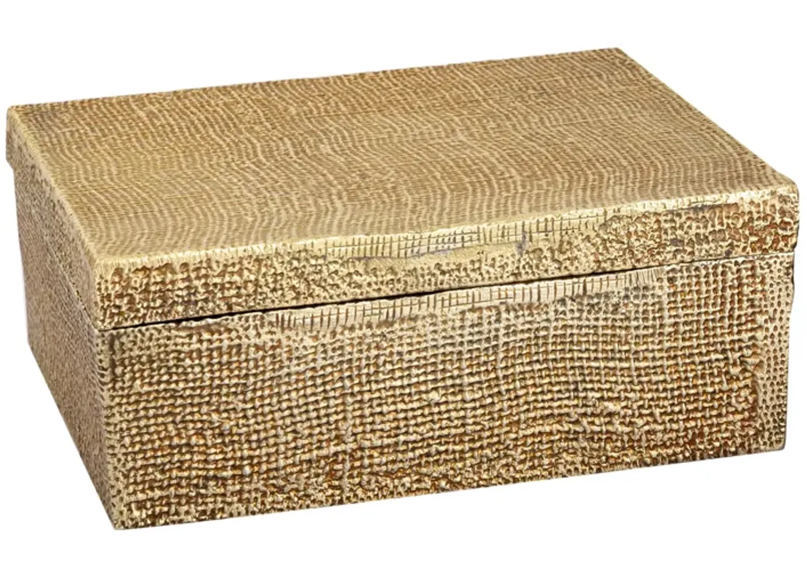 Square Linen Texture Box - Large Brass