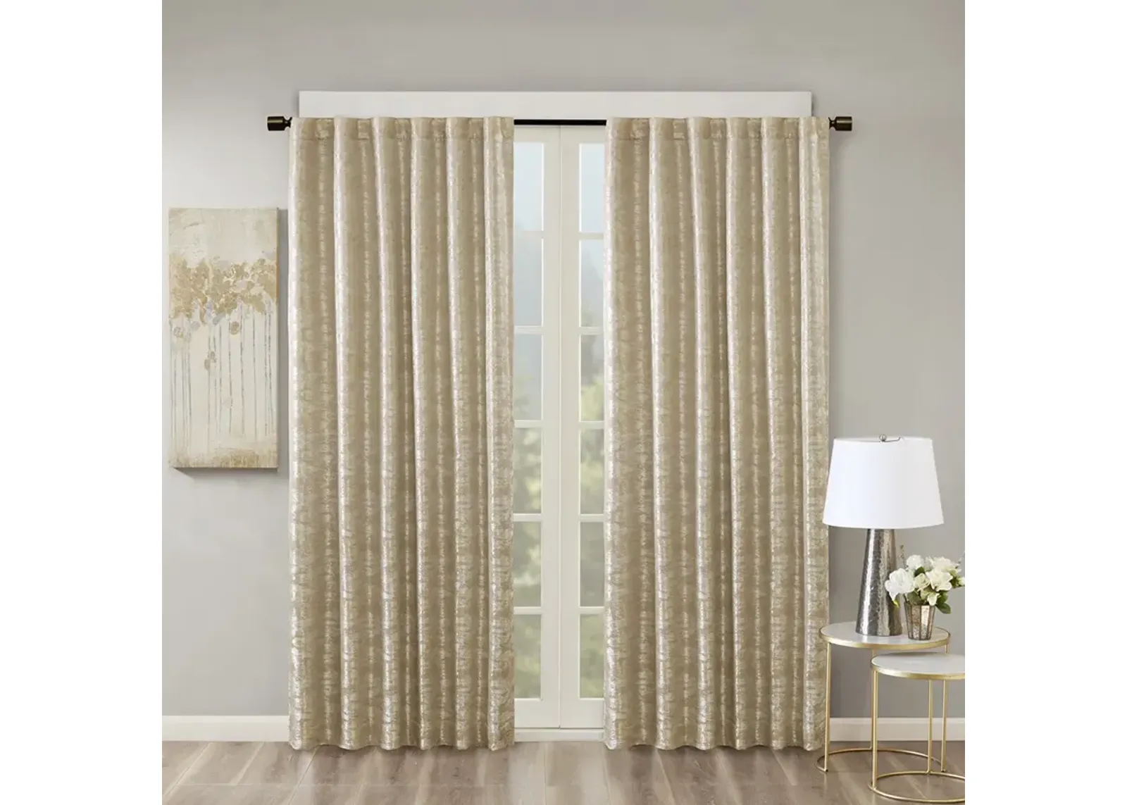 SunSmart Cassius Gold Jacquard Lined Total Blackout Rod Pocket/Back Tab Curtain Panel