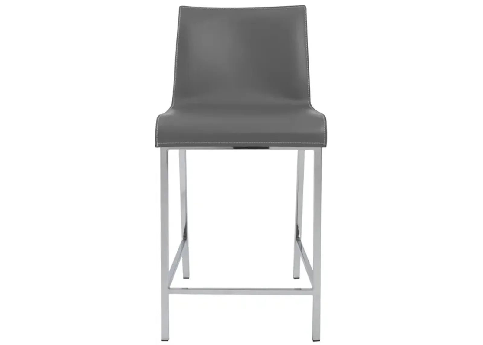 Cam-C Counter Stool In Gray With Polished Stainless Steel Legs - Set Of 2