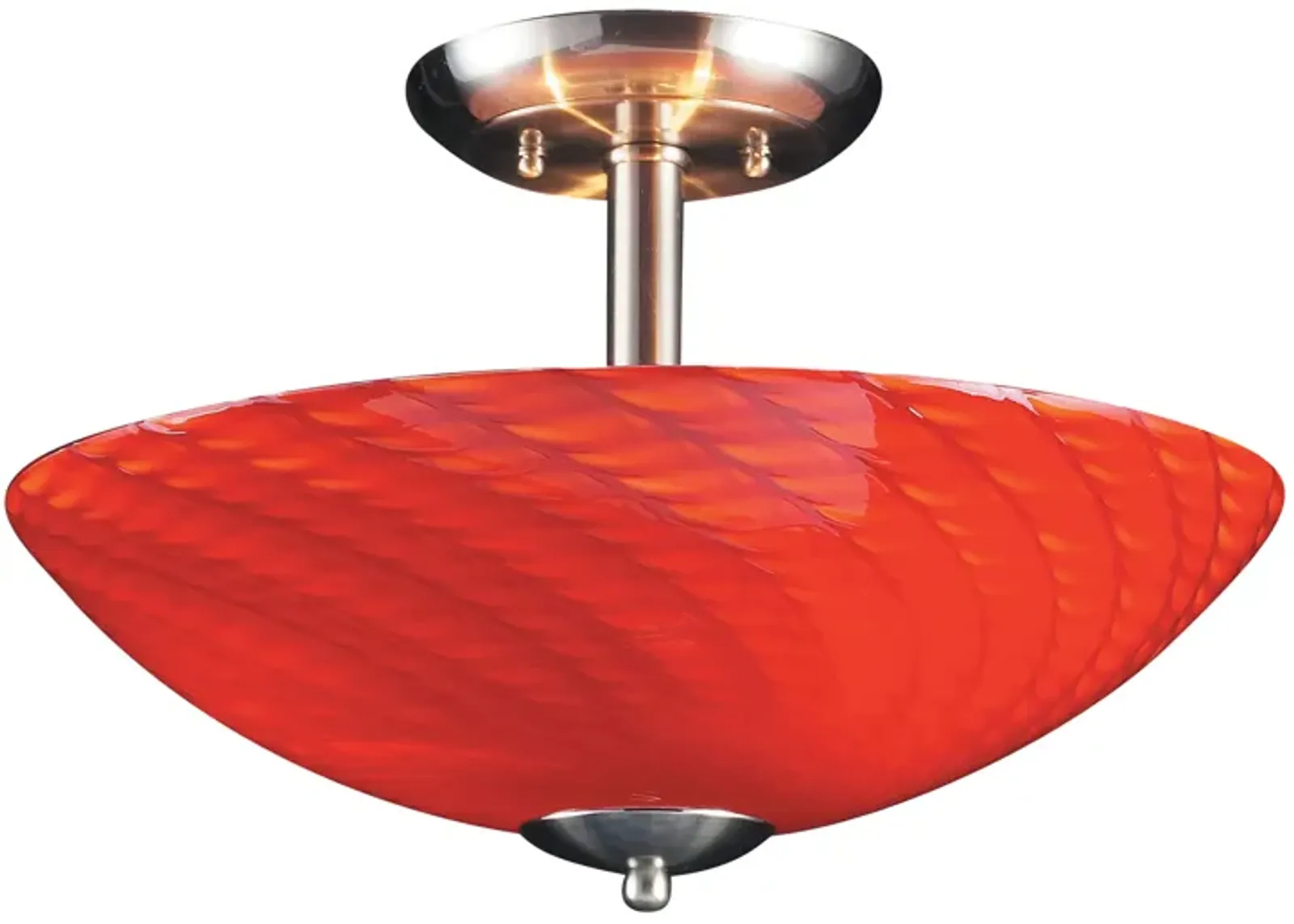 Arco Baleno 16'' Wide 3-Light Semi Flush Mount - Satin Nickel with Scarlet Red