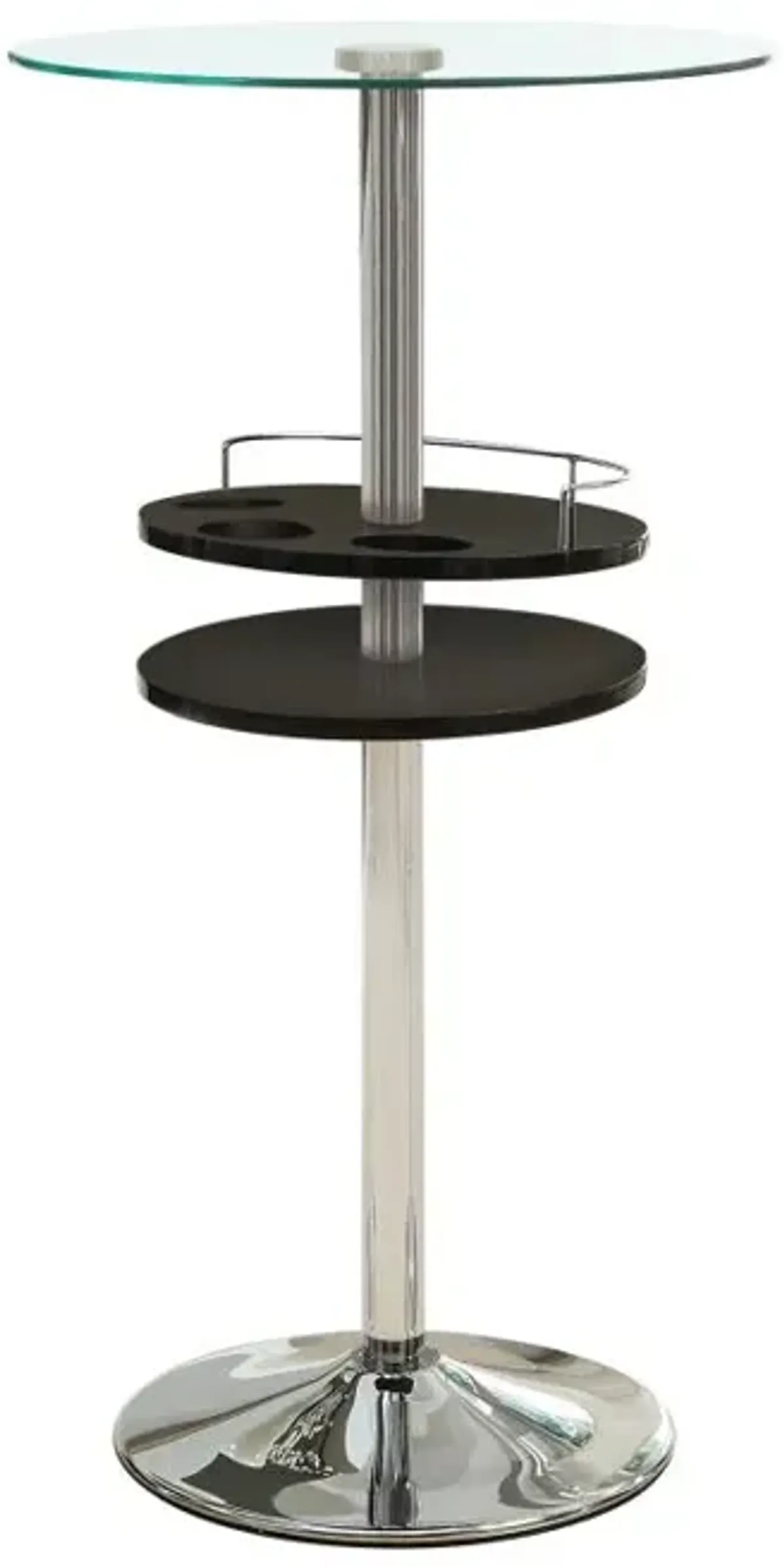 Gianella Glass Top Bar Table with Wine Storage Black and Chrome