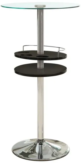 Gianella Glass Top Bar Table with Wine Storage Black and Chrome