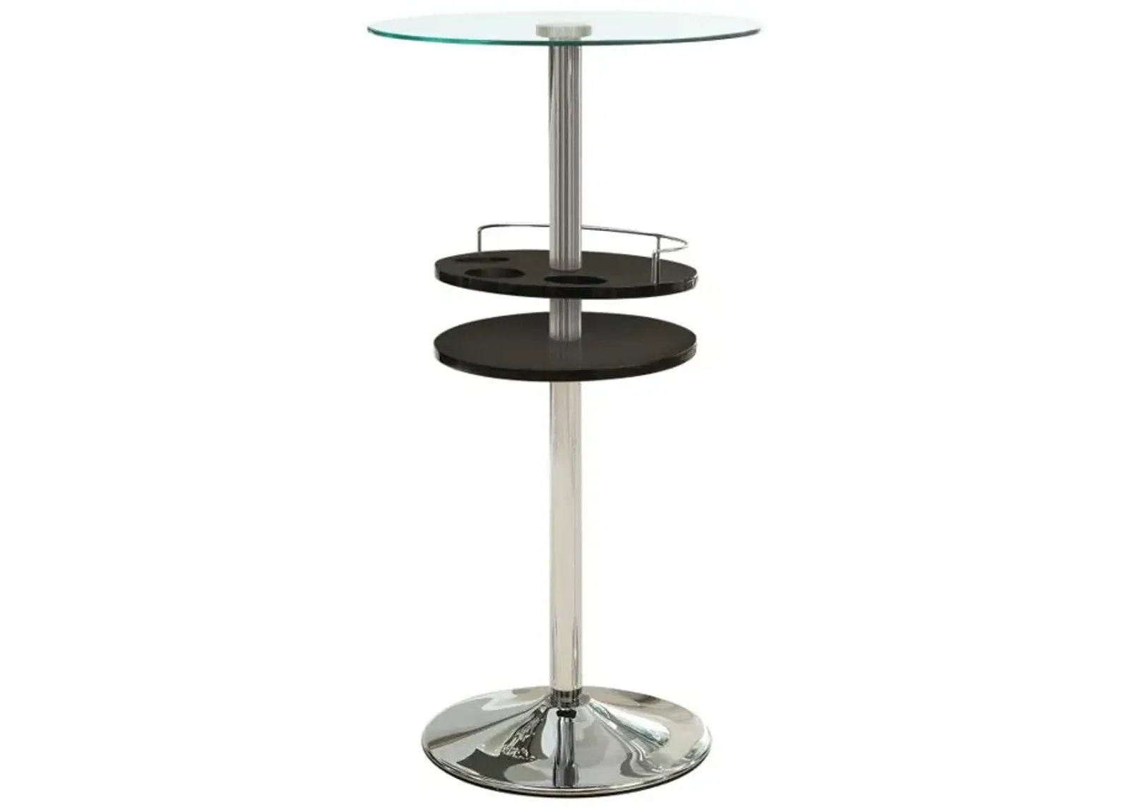 Gianella Glass Top Bar Table with Wine Storage Black and Chrome