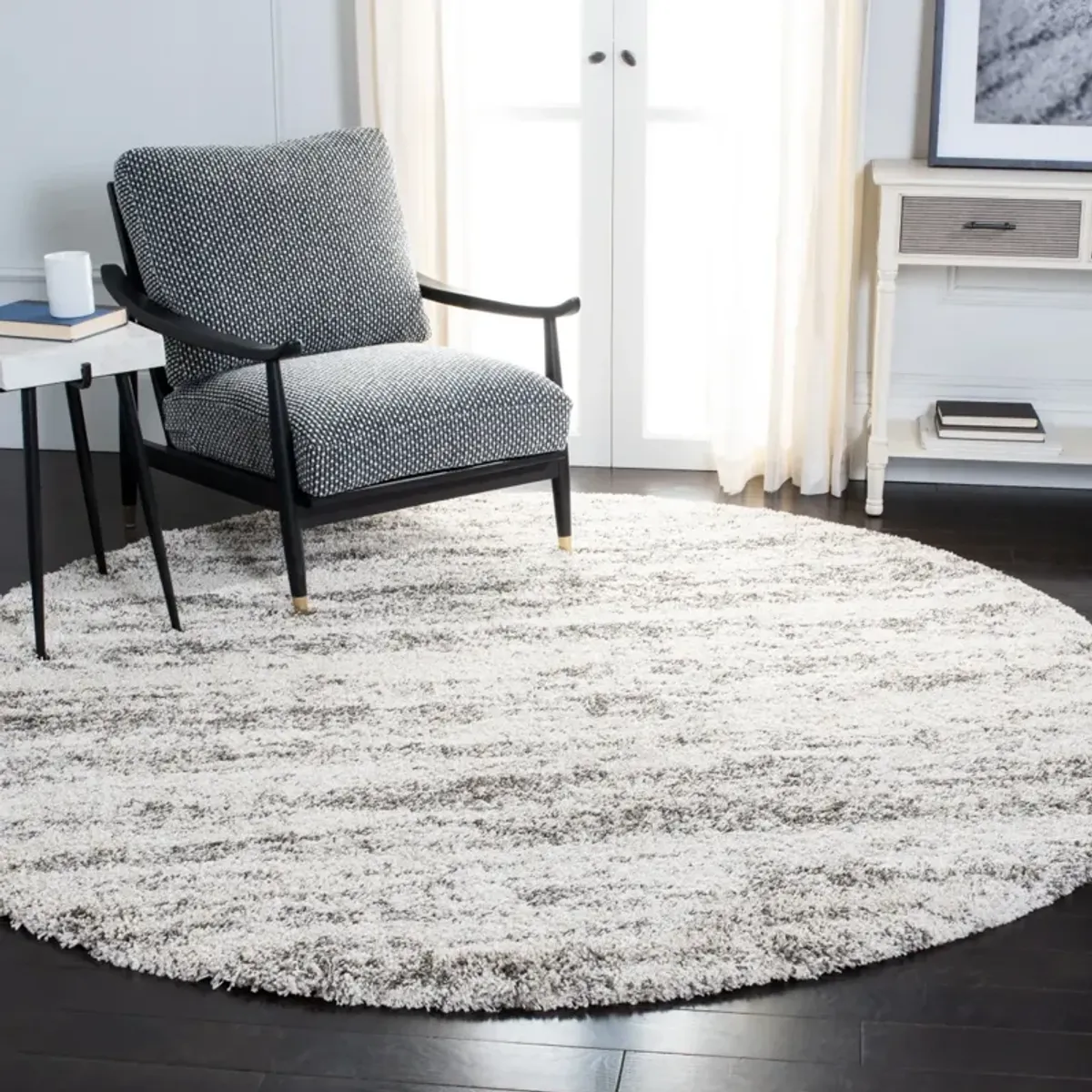 HUDSON SHAG 206 IVORY  4' x 4' Round Round Rug