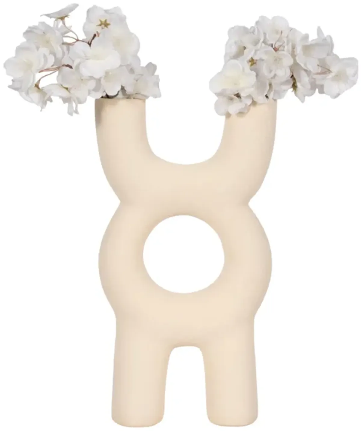 15" Open Cut-out Totem Object Sand Glaze, Ivory