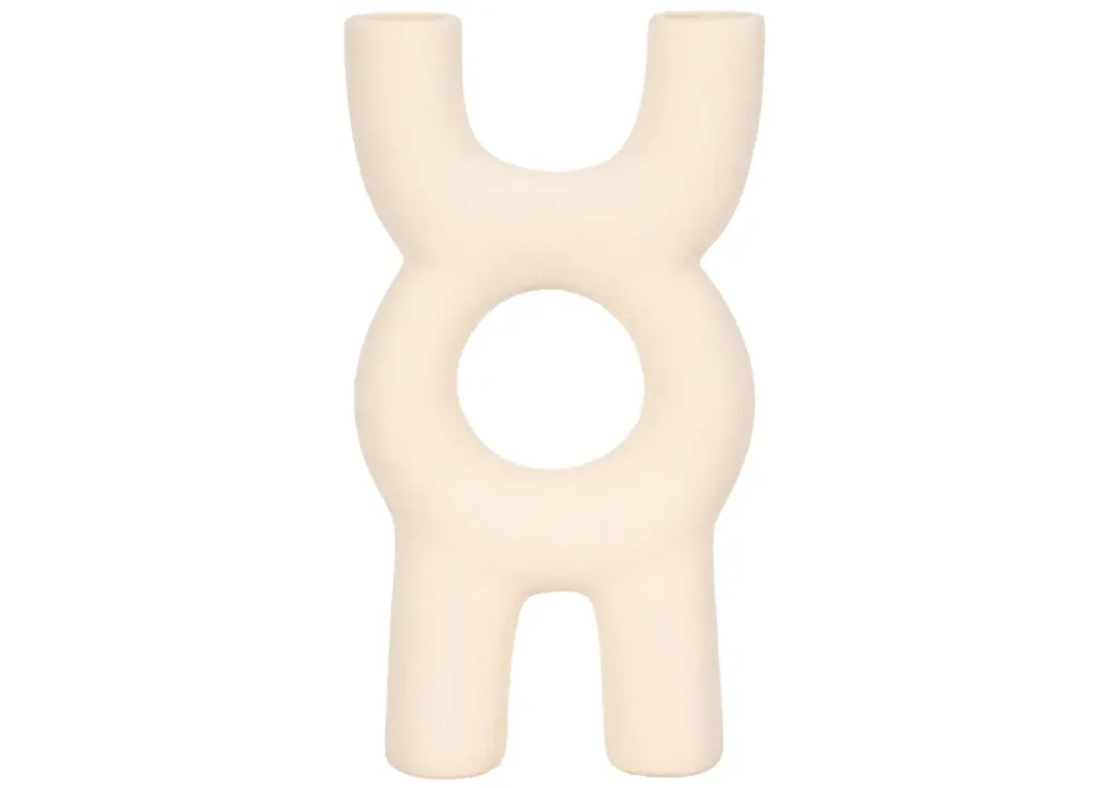 15" Open Cut-out Totem Object Sand Glaze, Ivory