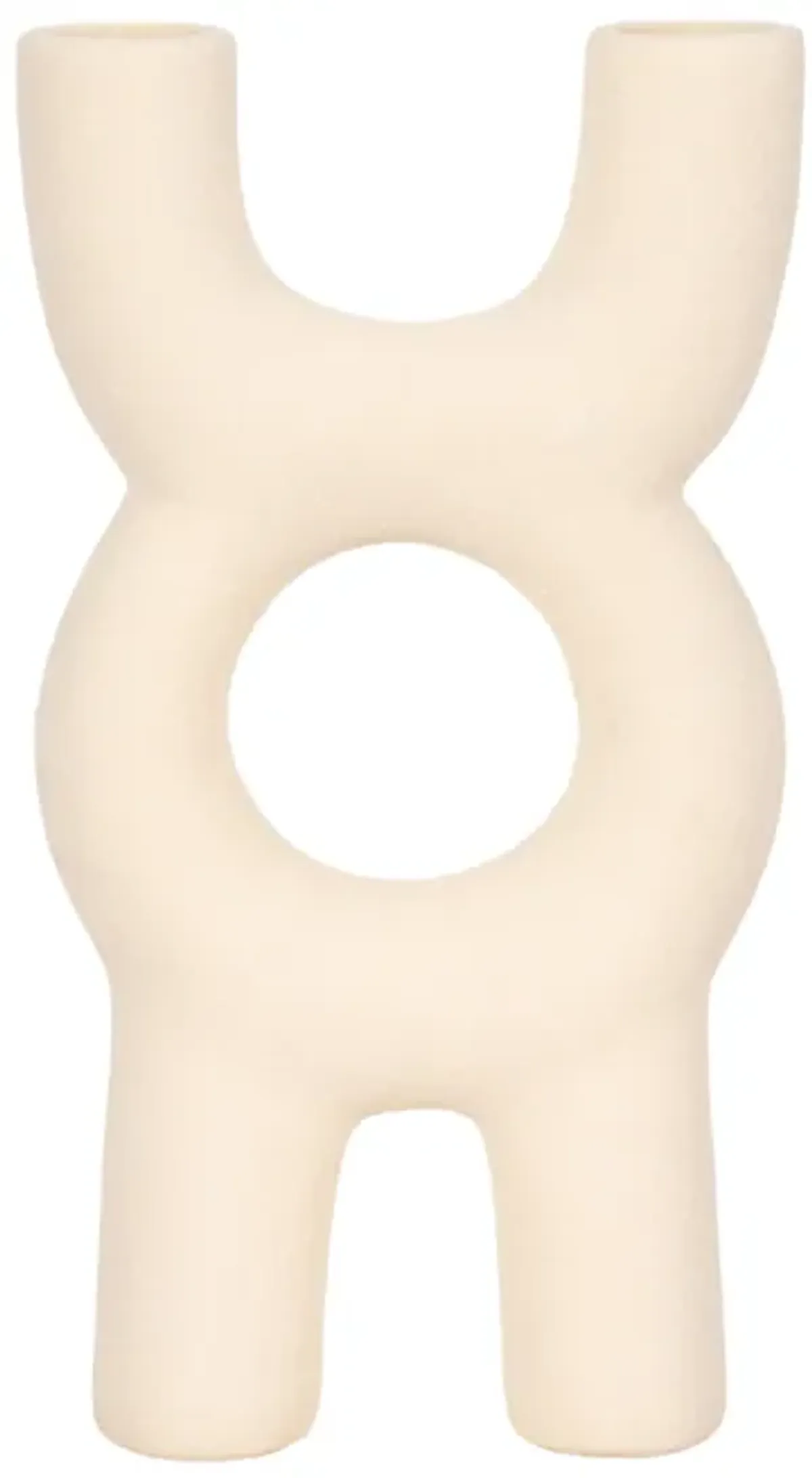 15" Open Cut-out Totem Object Sand Glaze, Ivory