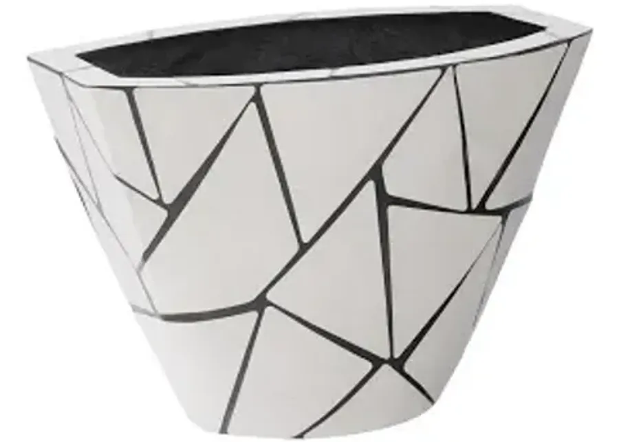 triangle crazy cut planter, small, stainless steel