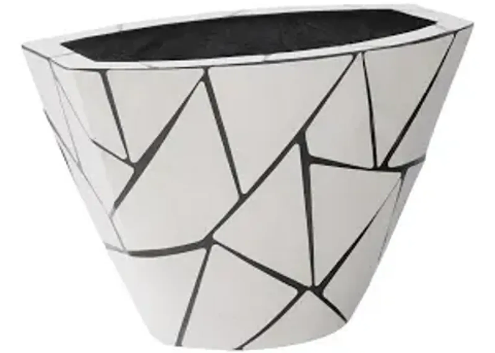 triangle crazy cut planter, small, stainless steel