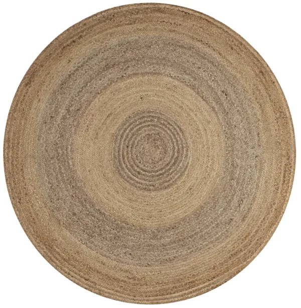 Nature Brown Contemporary Gradient Organic Jute Indoor Round Area Rug 7'6"