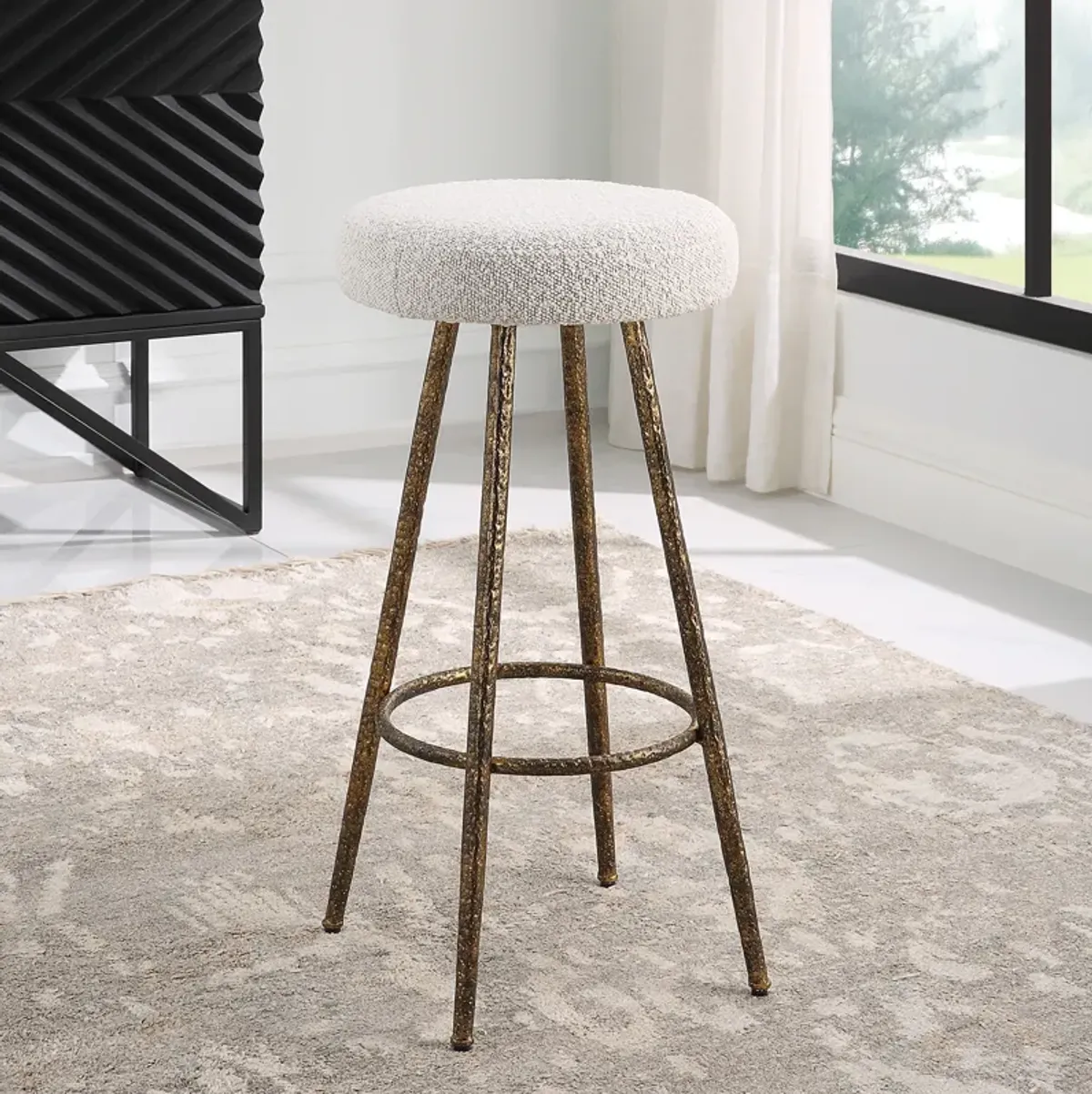 Braven White Fabric Counter Stool